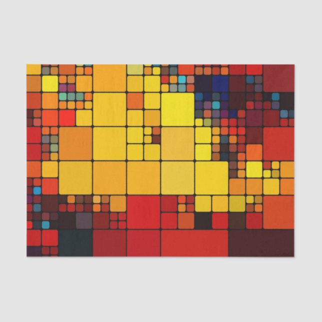 Art abstract vibrant rainbow geometric pattern tissue paper (Front)