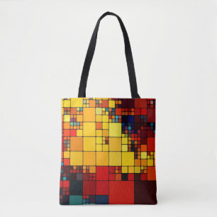 Art abstract vibrant rainbow geometric pattern tote bag