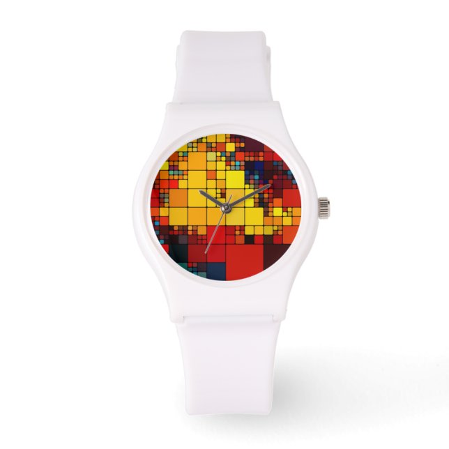 Art abstract vibrant rainbow geometric pattern watch (Front)