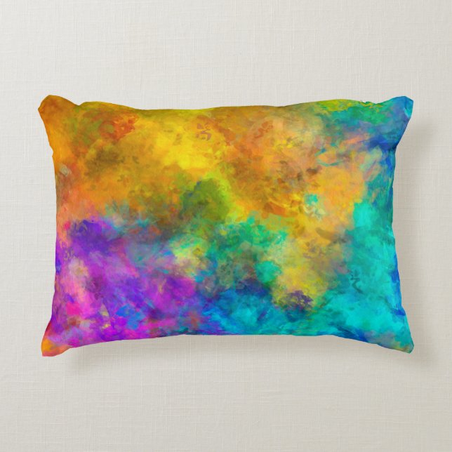 art abstract vibrant rainbow painted background wi accent pillow (Front)