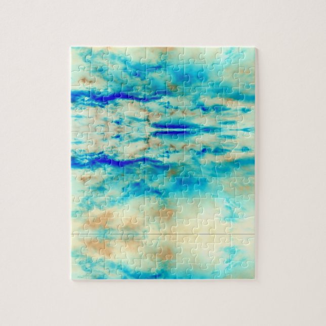 Art Abstrait bleu turquoise crème puzzle bleu (Vertical)