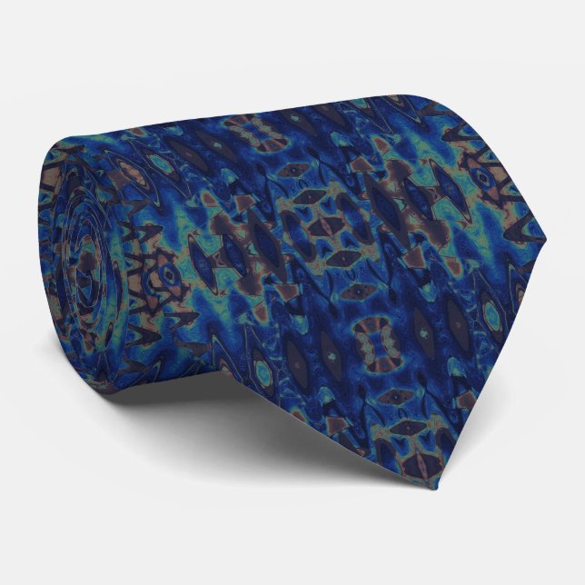 Art Abstrait Blue Sine Waves Motif Cravate (Roulé)