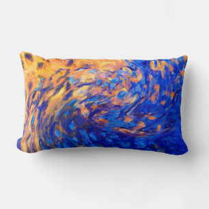 Art abstrait coussin moderne bleu et jaune