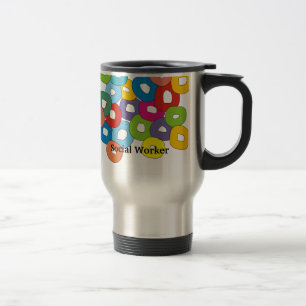 Art abstrait de tasse de voyage d'assistant social