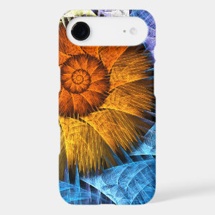 Art abstrait floral orange jaune bleu