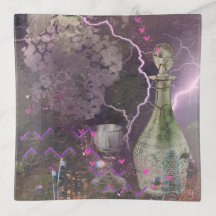 Art Abstrait imprimé sur plateau de trinket en ver