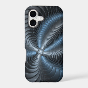 Art abstrait moderne 3D fractal bleu gris plastiqu
