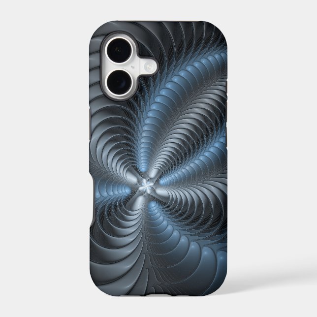 Art abstrait moderne 3D fractal bleu gris plastiqu (Verso)