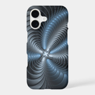 Art abstrait moderne 3D fractale bleu gris plastiq