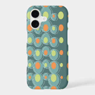 Art Abstrait Rétro Mod Vert Orange Bulles & Points