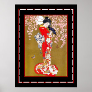 Art affiche vintage de Geisha japonaise