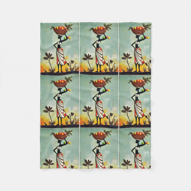 Art Africain - Femme sur les couvertures à jetons, (Devant)