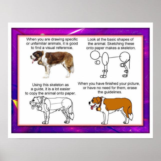 Art and design, drawing unusual animals poster (Front)