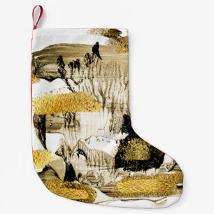 Art and Gold. Trendy colour with golden paint and  Small Christmas Stocking