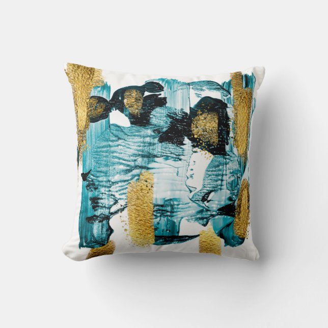 Art and Gold. Trendy colour with golden paint and  Throw Pillow (Front)