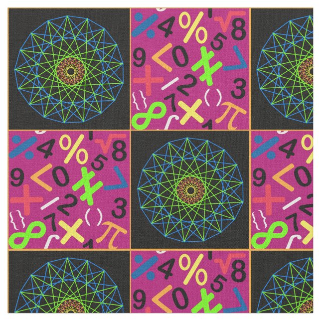 Art and Math Fabric, Magenta Fabric (Close Up)