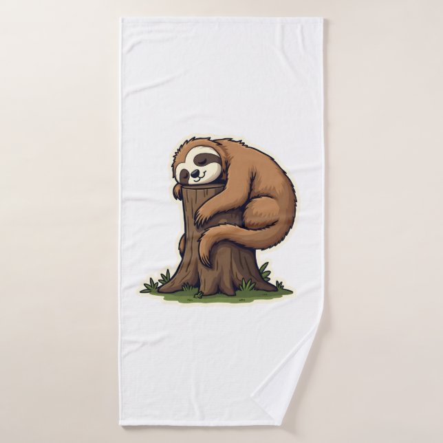 Art animal mignon de forêt de paresseux endormi vi (Serviette de bain)