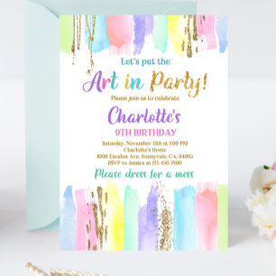 Art Anniversaire Fête Invitation Painting Party In