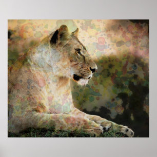 *~* Art  AP23 Artistic RAINBOW Abstract LIONESS Poster
