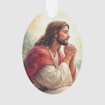 Art aquarelle Jésus en prière | Foi chrétienne