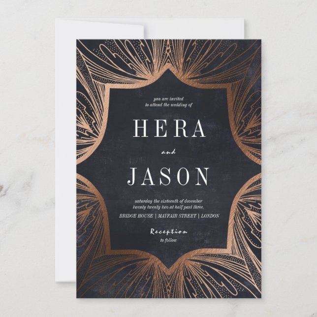 Art Art Nouveau charcoal and  Bronze Invitation f (Front)