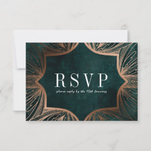 Art Art Nouveau faux gold Wedding RSVP card,