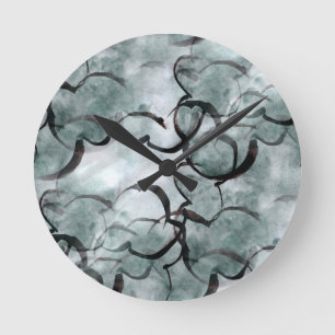 art avant-garde grey, black hand paint round clock