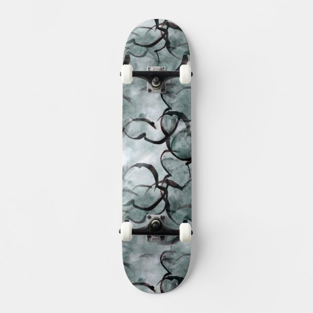 art avant-garde grey, black hand paint skateboard (Front)