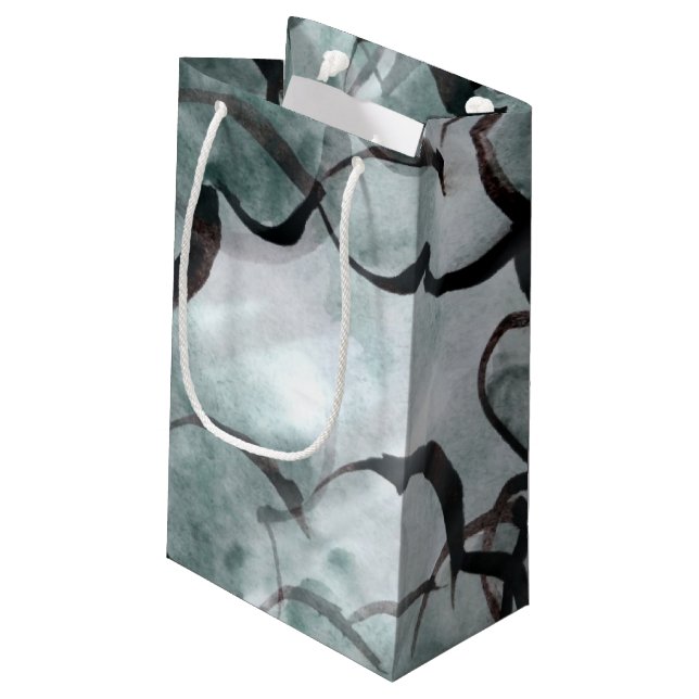 art avant-garde grey, black hand paint small gift bag (Back Angled)