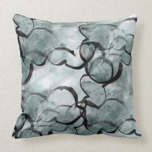 art avant-garde grey, black hand paint throw pillow