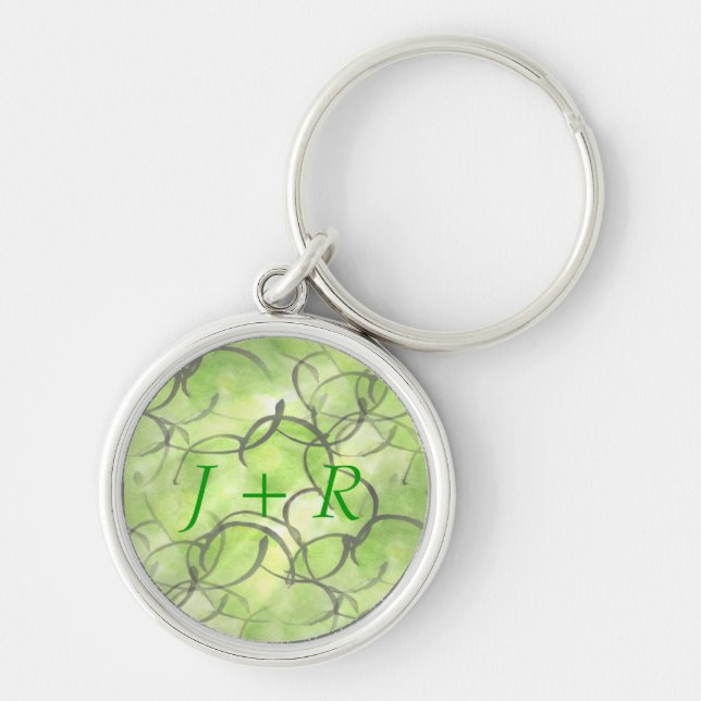 art avant-garde hand paint background green keychain (Front)