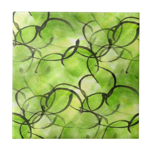 art avant-garde hand paint background green tile (Front)