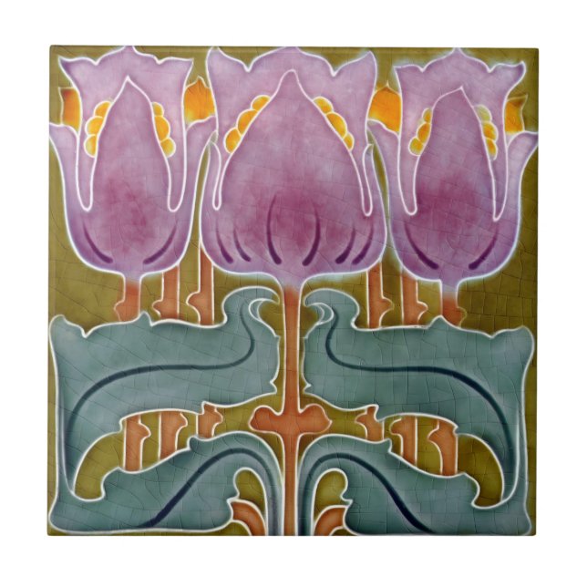 art beautiful pink tulips tiles (Front)