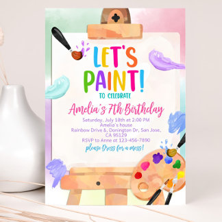 Art Birthday Invitation Painting Party Girl Bday