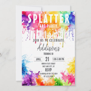 Art Birthday Invite, Paint Birthday Invitation