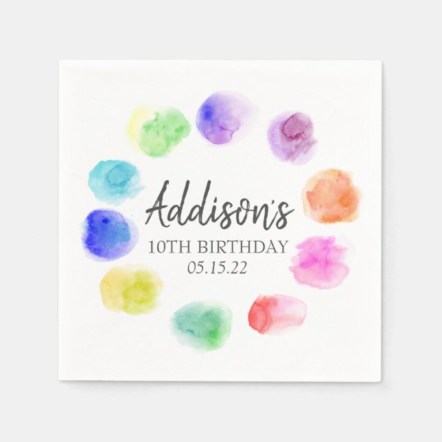 Art Birthday Napkins, Paint Birthday Paper Napkins (Front)