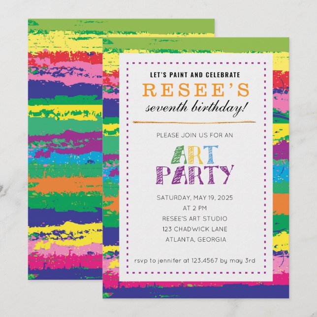 Art Birthday Party Invitation (Front/Back)
