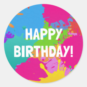 Art Birthday Party - Sticker 3 pouces rond