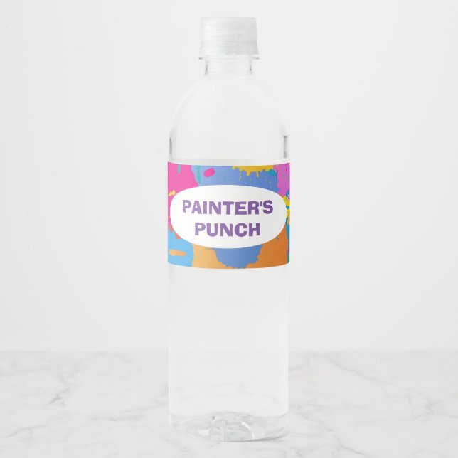 Art Birthday Party - Water/Cup/Drink Label (Front)