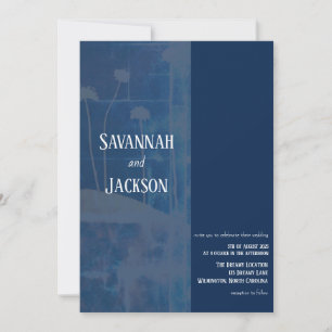 Art Blue Flower Unique Wedding Invitation