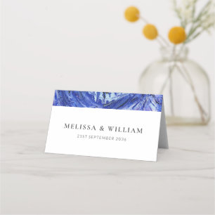 Art Blue White Wedding Place Card