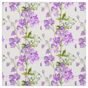 Art botanique de Delphinium tissu blanc violet ver