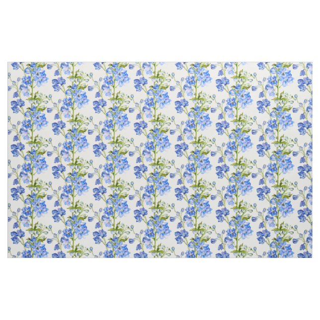 Art botanique de Delphinium tissu bleu vert blanc (Fat Quarter)