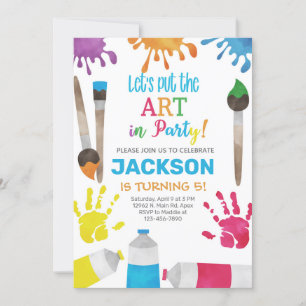 Art boy birthday invitation, art party invite. invitation