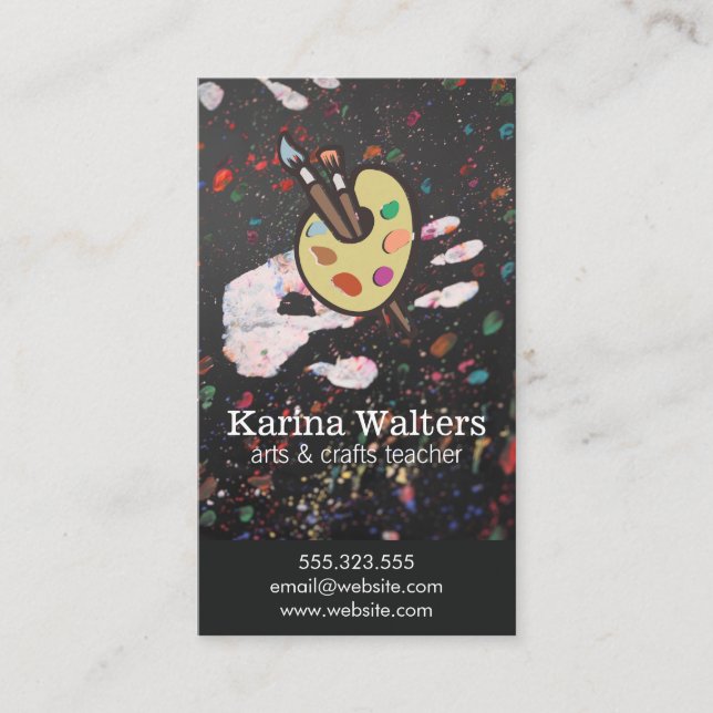 Art Brushes and Palette | Hand Painting Business Card (Front)
