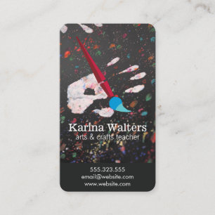 Art Brushes and Palette   Hand Painting Splatter Business Card