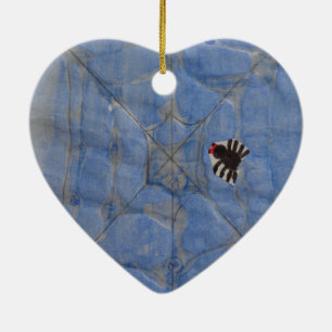 Art by Children, Spider with cobweb, drawing Ceramic Ornament
