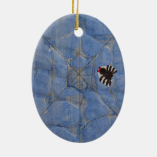 Art by Children, Spider with cobweb, drawing Ceramic Ornament