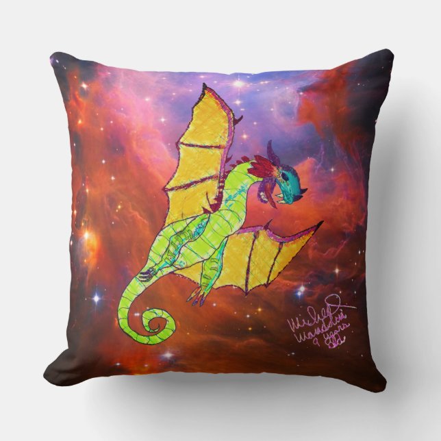 Art by Micheal Dragon Throw Pillow (Front)