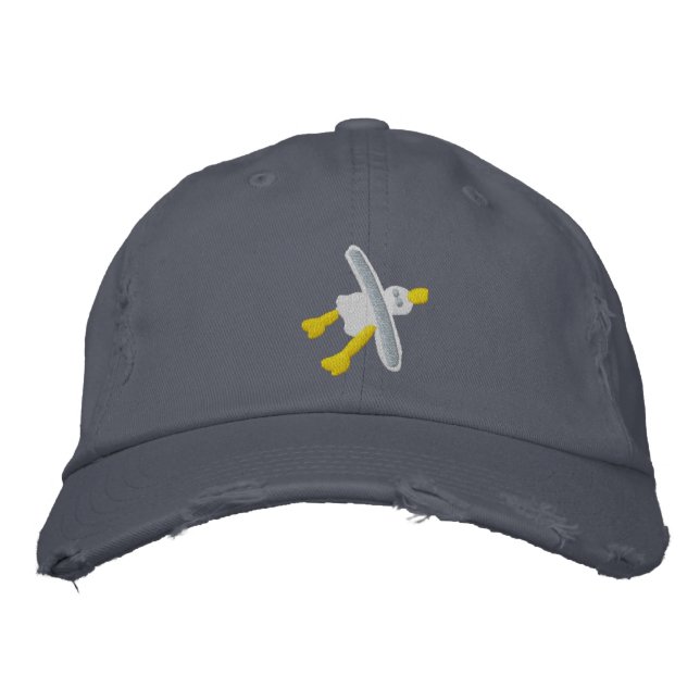 Art Cap: Scruffy Seagull Design Embroidered Hat (Front)